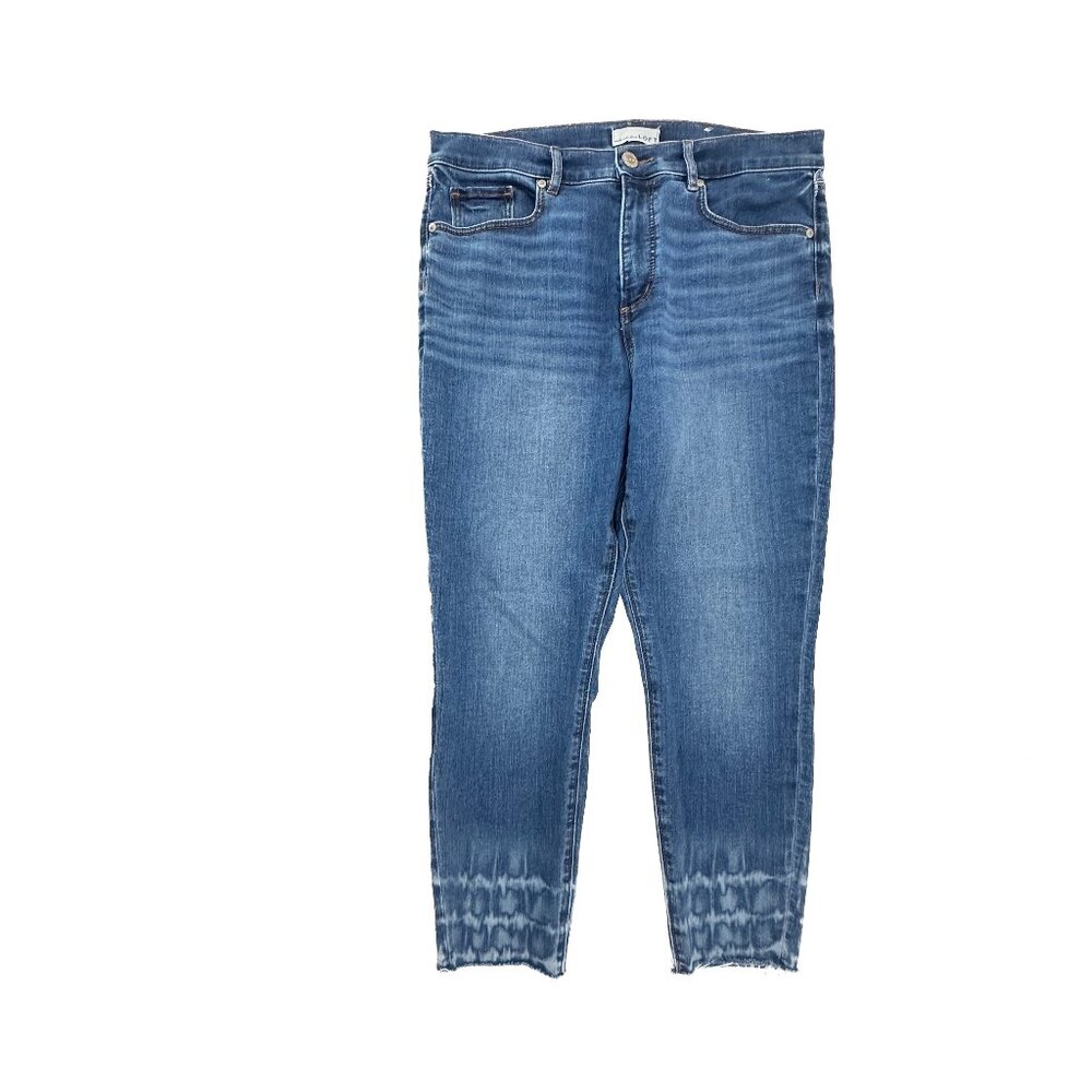 Loft Skinny Crop Raw Hem Women's size 12P Dark Wash Blue Denim jeans
